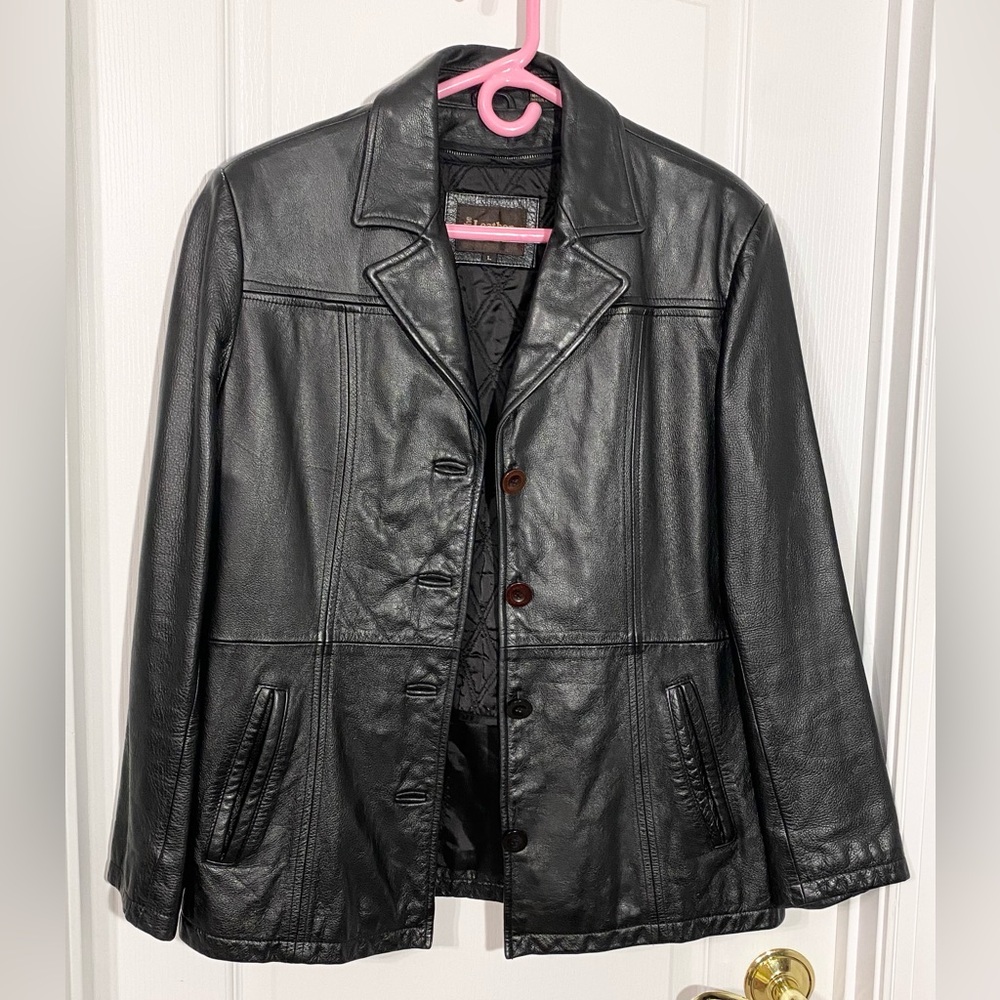 90s The Leather Warehouse Leather Jacket w/ Thermolite Liner Vintage Black Large